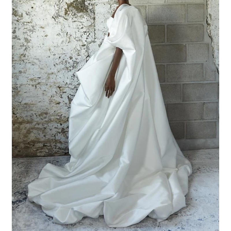 Women's Wrap Bridal's Wraps Cape Luxury Half Sleeve Satin Fall Wedding Wraps With Pure Color For Wedding All Seasons dress to impress3