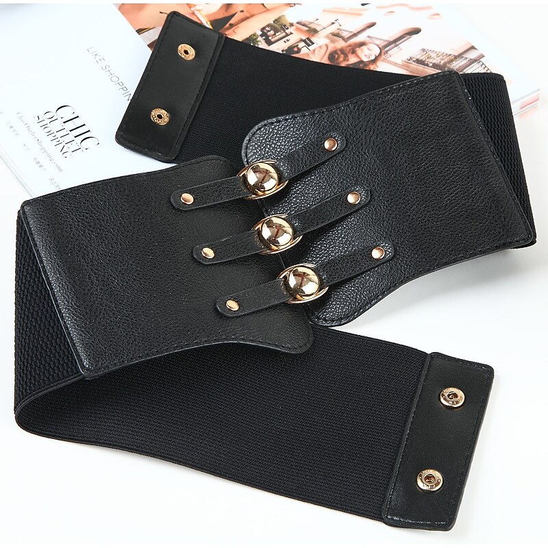 Women's Wide Belt Corset Belt Nylon Steel Buckle Geometric Formal Vintage Retro Party Daily White Black Red Brown3