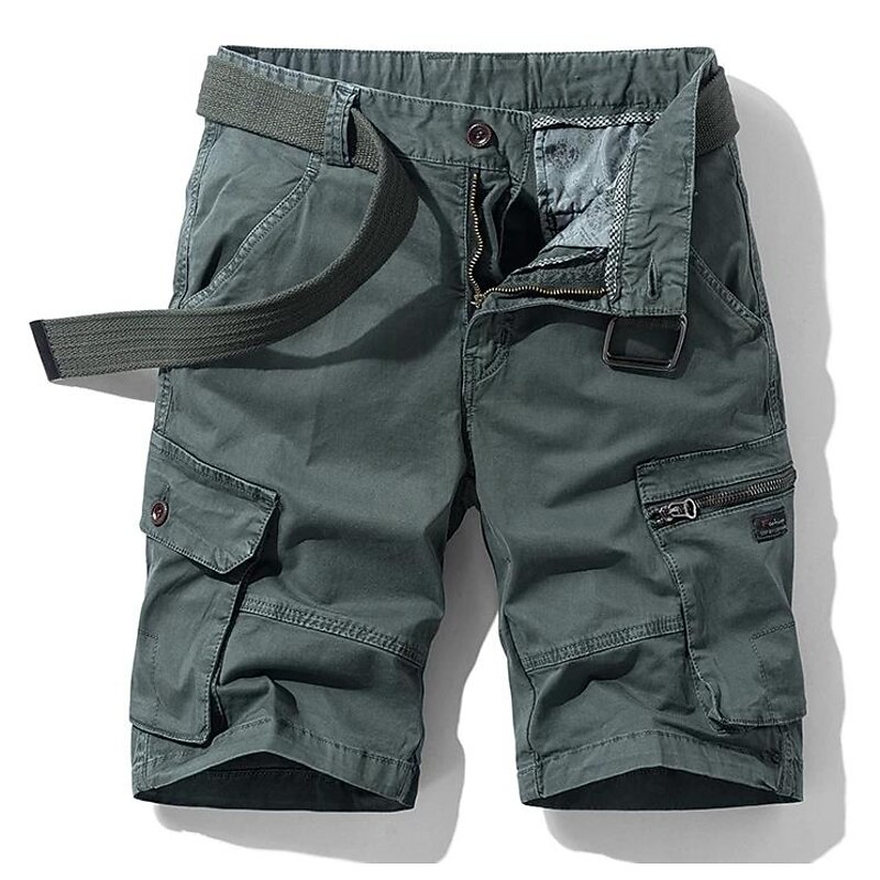 Men's Cargo Shorts Hiking Shorts Zipper Multi Pocket Multiple Pockets Letter Knee Length Casual Daily Cargo Chino Army Green Khaki Micro-elastic4