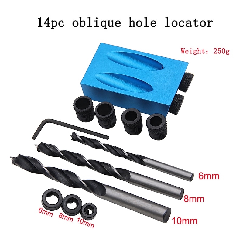 Pocket Hole Screw Jig 15 Degrees Dowel Drill Joinery Kit Carpenters Wood Woodwork Guides Joint Angle Locator Tool4