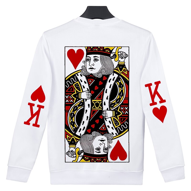 Heart of The Cards King K Queen Q Jack J Hoodie Anime Cartoon Anime 3D 3D Graphic Street Style For Couple's Men's Women's Adults' Back To School 3D Print2