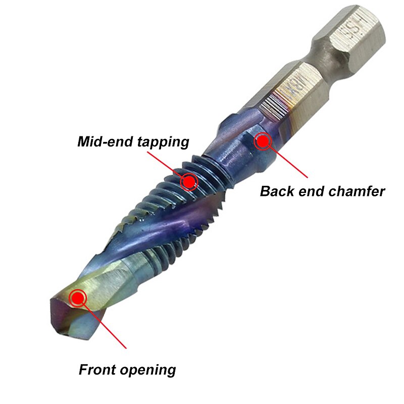 Blue Plated Hex Shank HSS Screw Thread Metric Tap Drill Bits Composite tap 6pcs Boxed Kit Screw Tools Hand Tools Sets2