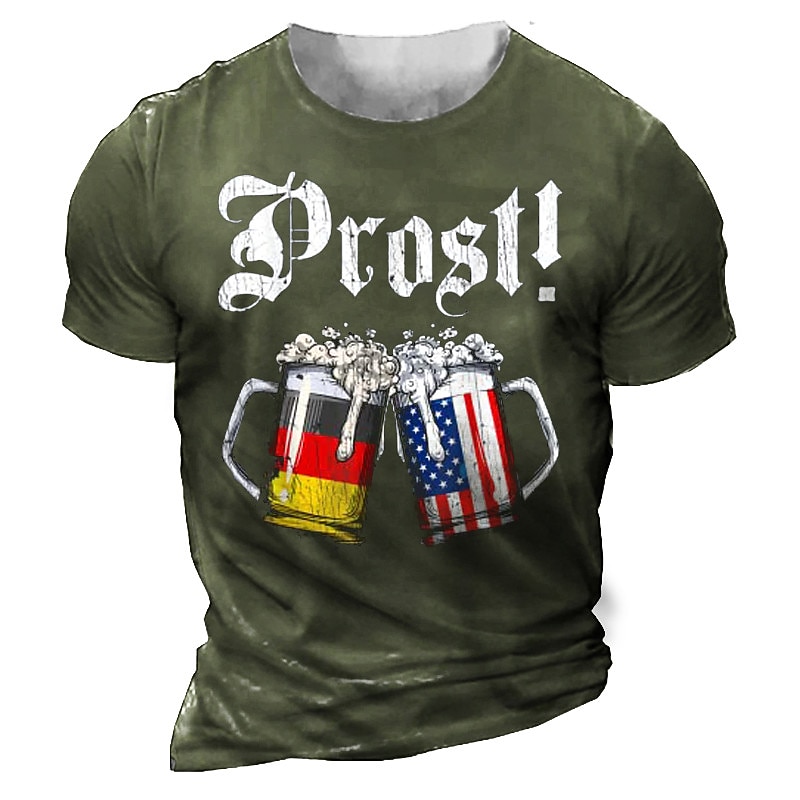 Men's Unisex Graphic Letter Beer T Shirt Short Sleeve T shirt 3D Print Crew Neck Shirt Vintage Sports Designer Outdoor Street Daily Black Army Green Navy Blue Summer Clothing Apparel S M L XL XXL 3XL3