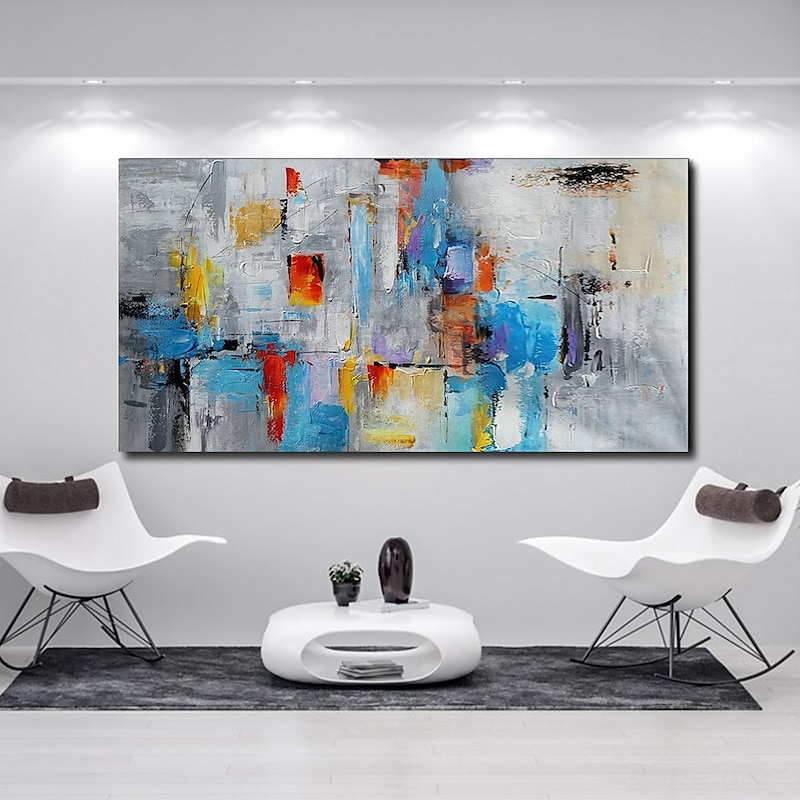 Handmade Oil Painting CanvasWall Art Decoration Abstract Knife PaintingLandscape Blue For Home Decor Rolled Frameless Unstretched Painting