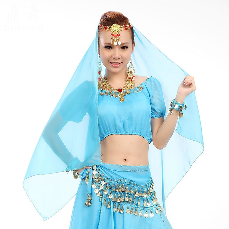 Belly Dance Dance Accessories Headwear Copper Coin Pure Color Splicing Women's Training Performance Tulle Metal2