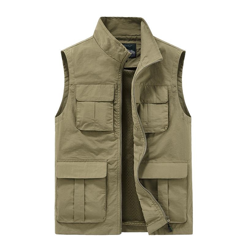 Men's Fishing Vest Hiking Vest Top Outdoor Breathable Quick Dry Multi Pockets Black khaki Dark Blue Fishing Climbing Camping / Hiking / Caving2