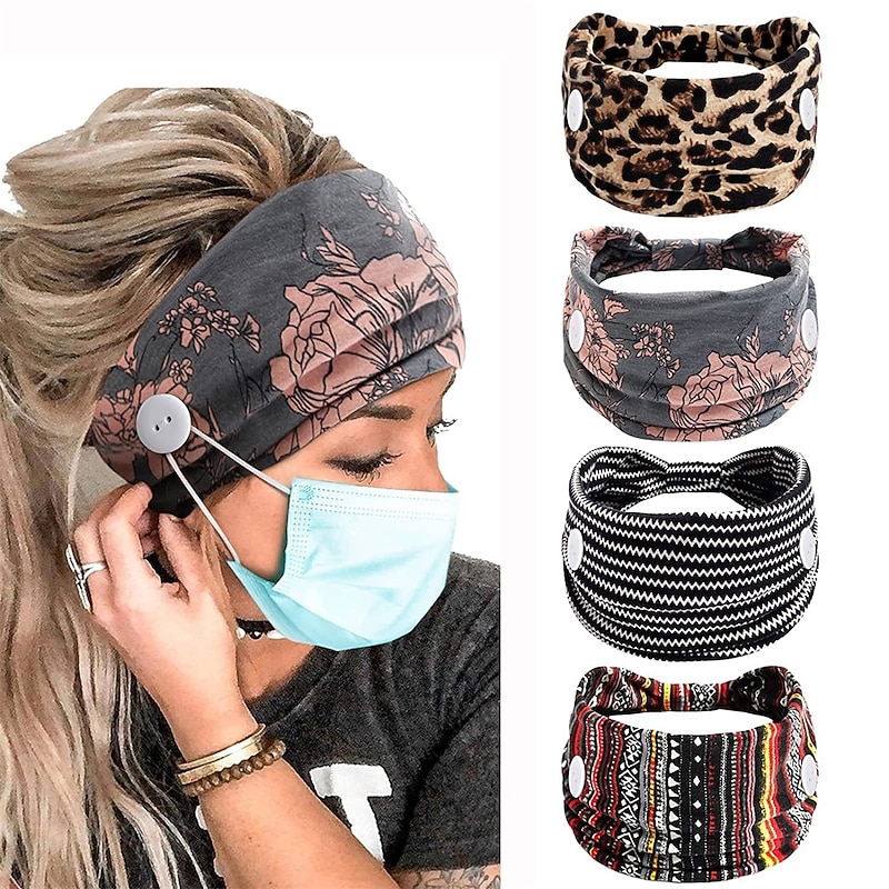 4PCS Wide Headbands for Women Black Stylish Head Wraps Boho Thick Hairbands Large African Sport Yoga Turban Headband Hair Accessories2