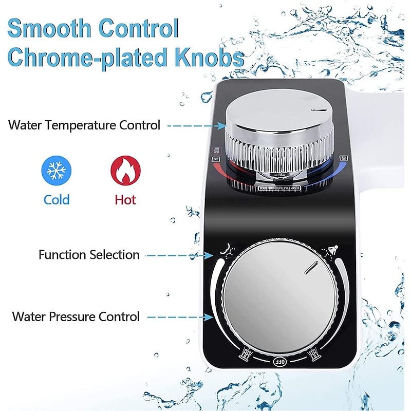 Bidet Attachment for Toilet -Self Cleaning Dual Nozzle, Non-Electric Bidet, Cold & Warm Fresh Water Bidet Sprayer With Temperature & Pressure Controls3