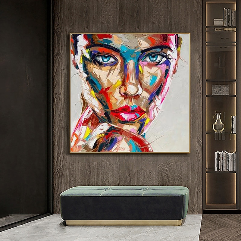 Mintura Handmade Face Oil Paintings On Canvas Wall Art Decoration Modern Abstract Figure Picture For Home Decor Rolled Frameless Unstretched Painting3