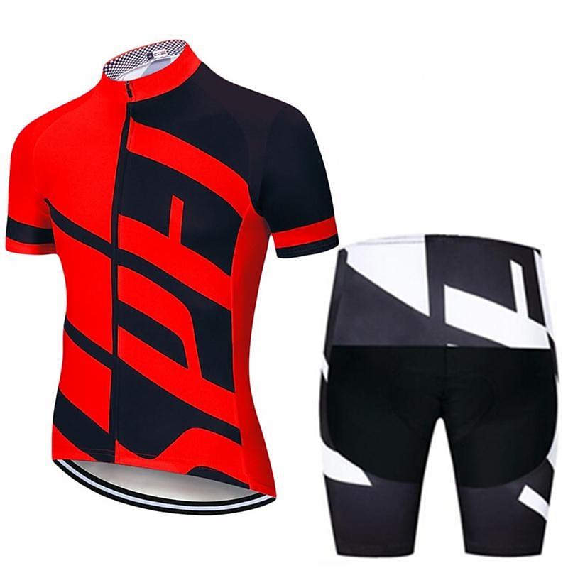 Men's Cycling Jersey with Shorts Short Sleeve Mountain Bike MTB Road Bike Cycling White Gray Bike Clothing Suit 3D Pad Breathable Quick Dry Back Pocket Polyester Spandex Sports Letter & Number2