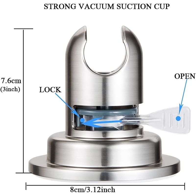 Suction Cup Shower Head Holder Adhesive,Suction Handheld Shower Head Holder Bracket,Removable Wall Mount Holder For Bathroom,Brushed Nickel2