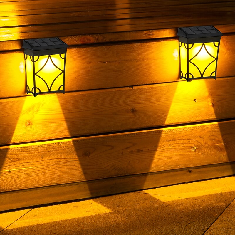 2pcs Solar Wall Light Outdoor Waterproof Garden Light Courtyard Landscape Decoration Fence Corner Porch 2 Modes Lighting4