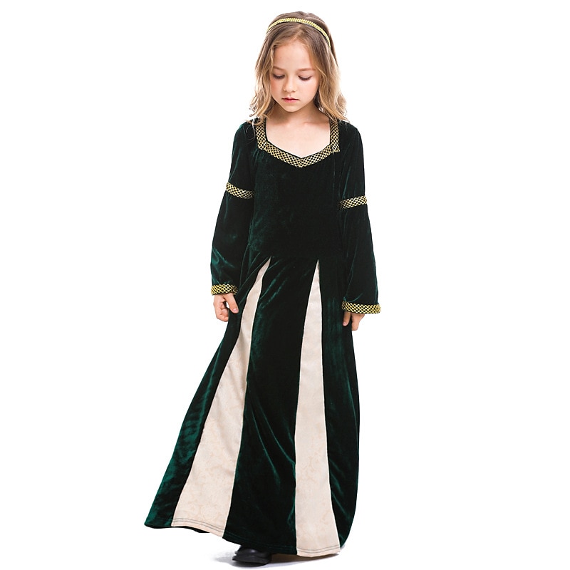 Vintage Medieval Renaissance 17th Century Dress Girls' Kid's Costume Vintage Cosplay Party / Evening Long Sleeve Dress Halloween4