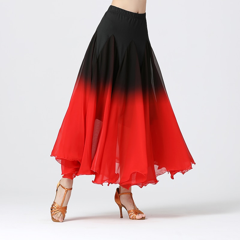 Ballroom Dance Activewear Skirts Ruching Splicing Women's Training Performance High Chiffon Polyester2