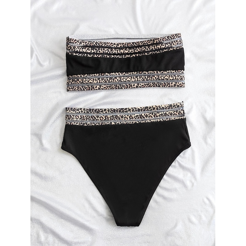 Women's Swimwear Bikini 2 Piece Briefs Swimsuit Backless Sexy Printing Bandeau Strapless Designer Sexy Leopard Strapless Sleeveless Bathing Suits4