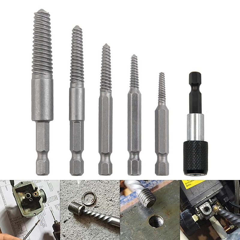 6pc Broken Wire Extractor Screw Extractor Hexagonal Handle Extractor Tool Broken Head Screw To Take Out Broken Wire