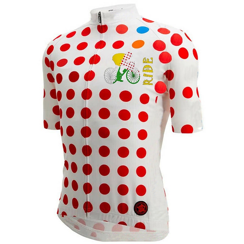 Men's Cycling Jersey Polka Dot Short Sleeve Bike Jersey Top with 3 Rear Pockets Mountain Bike MTB Road Bike Cycling Quick Dry Reflective Strips Back Pocket Moisture Wicking Sports Black White Yellow3