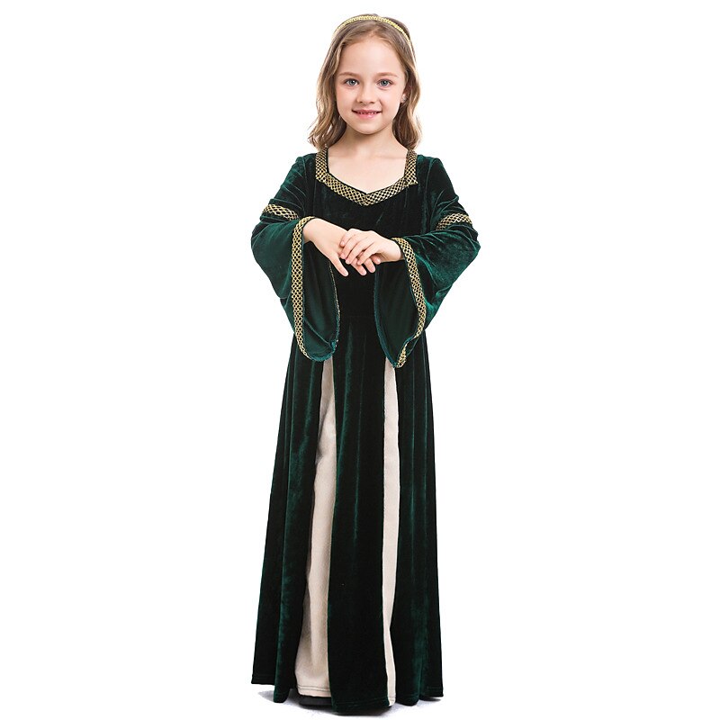 Vintage Medieval Renaissance 17th Century Dress Girls' Kid's Costume Vintage Cosplay Party / Evening Long Sleeve Dress Halloween3