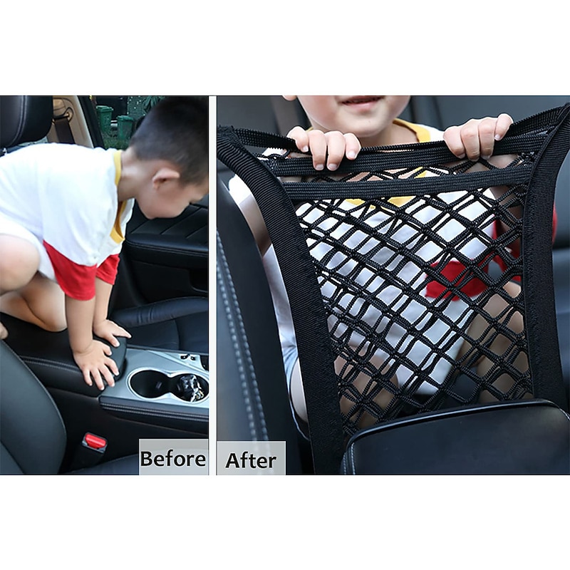 3-Layer Car Mesh Organizer 1 PackSeat Back Net Bag OrganizerSeat Back Net Bag Barrier of Backseat Dog or Pet for Car/SUV/Truck4