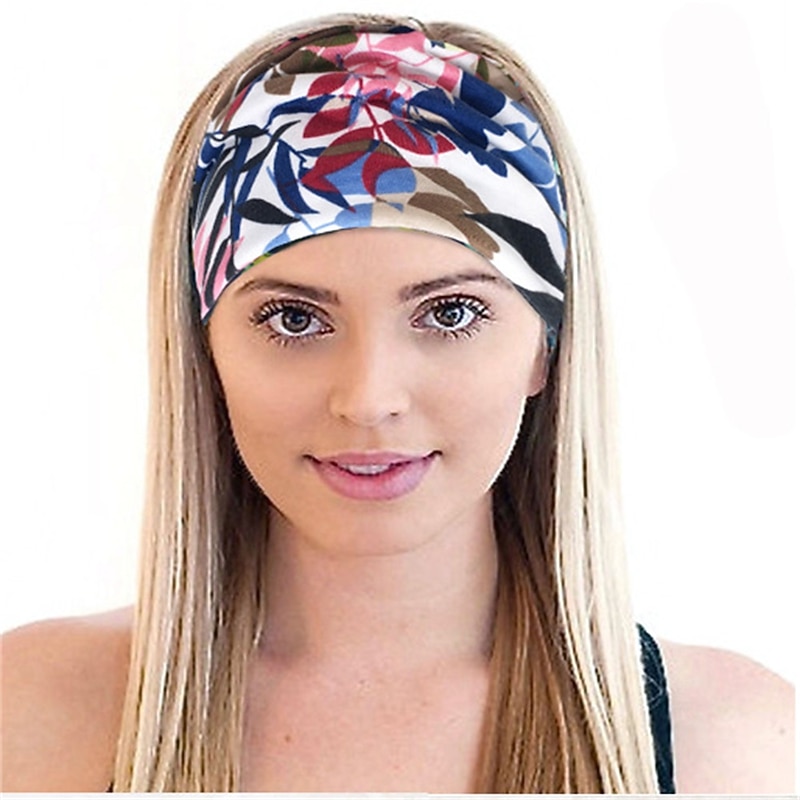 Bohemian Style Printed Elastic Sports Hairband Ladies Wide-brimmed Headwrap Sport Athletic Beach Hair Accessories for Women and Girls Headband Cotton Turban Headdress4