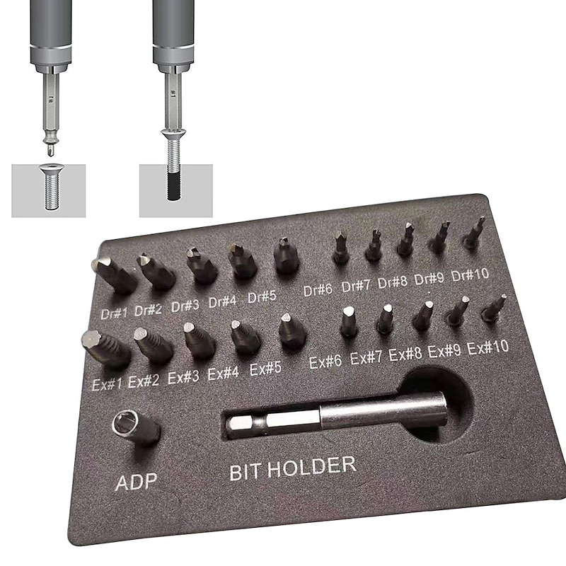 22/33PCS Extractor Drill Bit Set Stripped Broken Screw Bolt Remover Stud Slip Teeth Damaged Demolish Stripped Broken Tools4