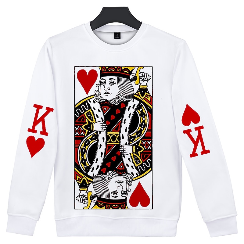 Heart of The Cards King K Queen Q Jack J Hoodie Anime Cartoon Anime 3D 3D Graphic Street Style For Couple's Men's Women's Adults' Back To School 3D Print