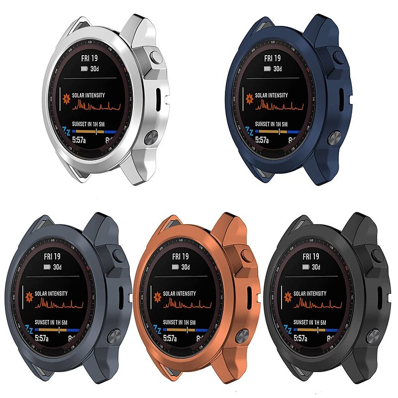 2 Pack Watch Case Compatible with Garmin Fenix 7S / Fenix 7 / Fenix 7X Scratch Resistant Ultra-thin Shockproof Soft TPU Watch Cover2
