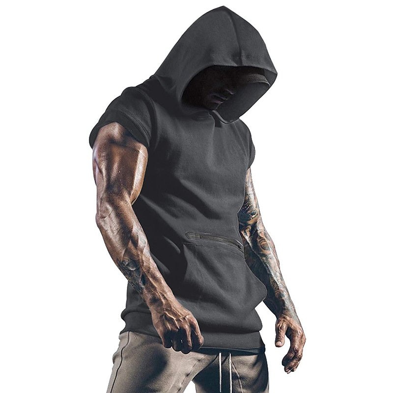 Men's T Shirt Short Sleeve Hooded Summer Plain Fashion Classic Comfortable Street Casual Sports Black White Blue Top Tee for Men