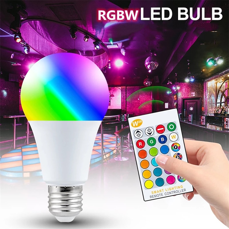 2pcs 1pc 15W E27 E26 LED Light Bulb RGBW Lamp 16 Color Changing Smooth Fade Flash Strobe Mode IR Remote Control Home Decoration Holiday Light 110-240V