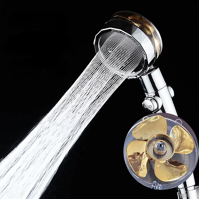 Shower Head Water Saving Flow 360 Degrees Rotating With Small Fan ABS Rain High-Pressure Spray Nozzle Bathroom Accessories2