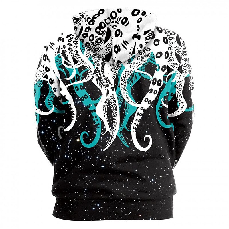 Men's Graphic Octopus Hoodie Hoodies Sweatshirt Casual Big and Tall Long Sleeve Hooded Daily Sports Streetwear Black Blue Print Summer Spring Designer2