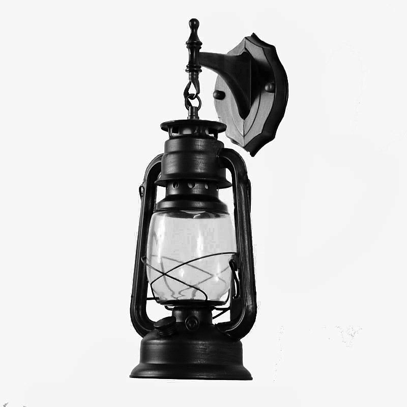 Country Style Lantern Wall Lamp Retro Glass Shade Sconce Fixture for Bedroom Farmhouse Lighting 7 inches Deep x 15 inches High3