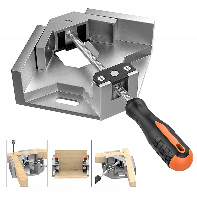 90 Degree Right Angle Clip Clamp Tool Single Handle Aluminum Alloy Corner Clamp Woodworking Frame Clip Right Angle Folder 1pcs4