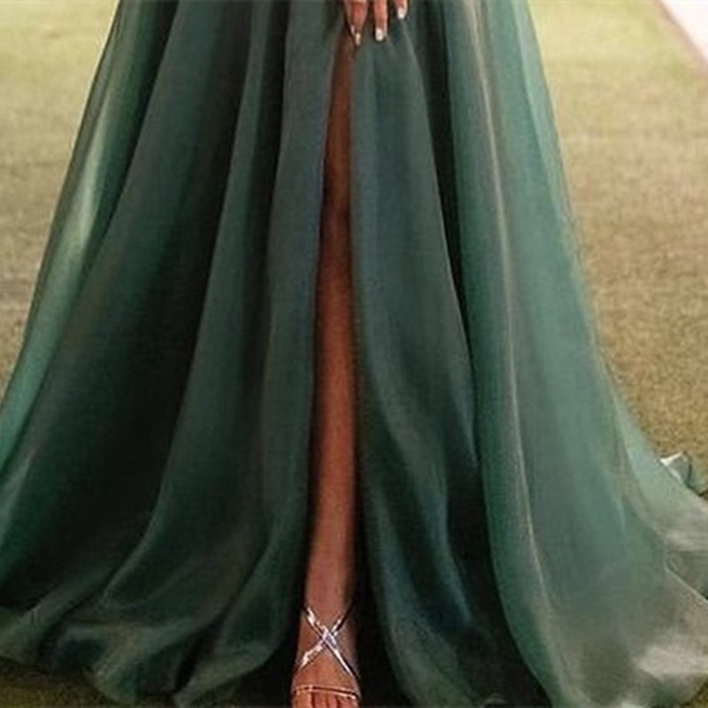 A-Line Evening Gown Dress Wedding Guest Prom Sweep / Brush Train Short Sleeve One Shoulder Organza with Ruched Slit4