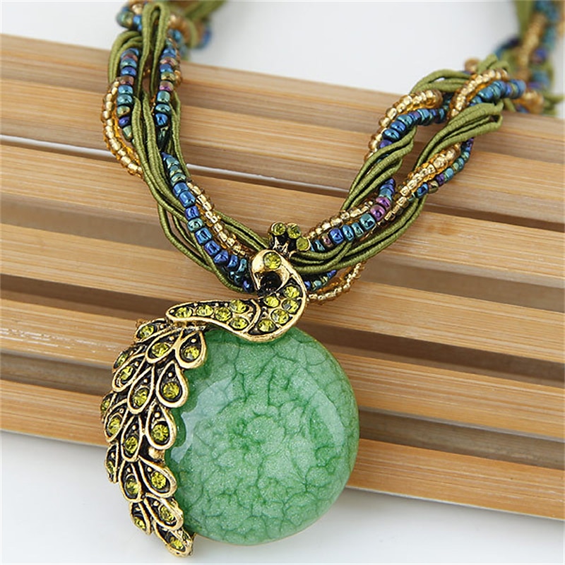 Women's necklace Ethnic Style Street Gem Necklaces3
