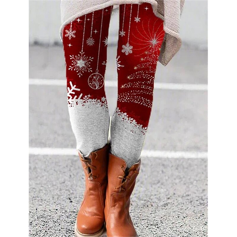 Women's Normal Tights Leggings Cozy Leggings Fashion Full Length Mid Waist Reindeer Christmas Print Butt Lift Comfort Tummy Control Micro-elastic Daily 5 6 7 8 Skinny2