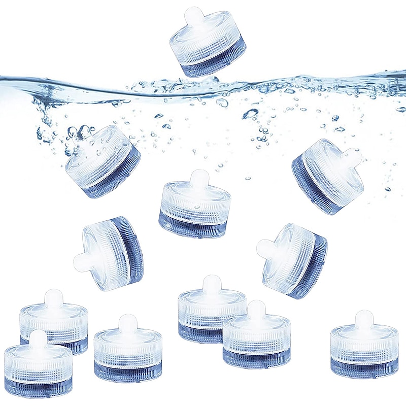 Submersible LED Lights 12pcs Waterproof RGB Underwater Light for Wedding Tea Light Hot Tub Pond Aquarium Swimming Pool Party Vase Decoration Lighting