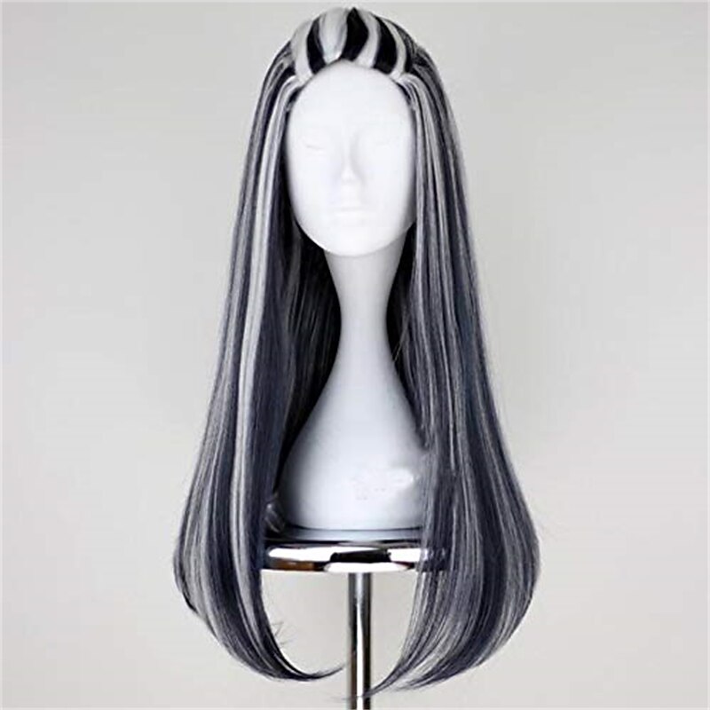 Monster High - Draculaura Wig Synthetic Hair Black Gray Straight Wigs Carnival Wig2