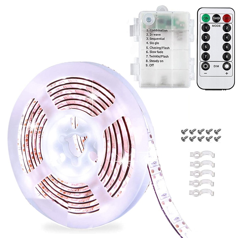 Waterproof Flexible LED Strip Lights Battery Operated 3m 9.8ft 90 LED Rope Lights Pool Light Strip Dimmable Lights for Indoor Outdoor TV Table Bedroom Kitchen Christmas2