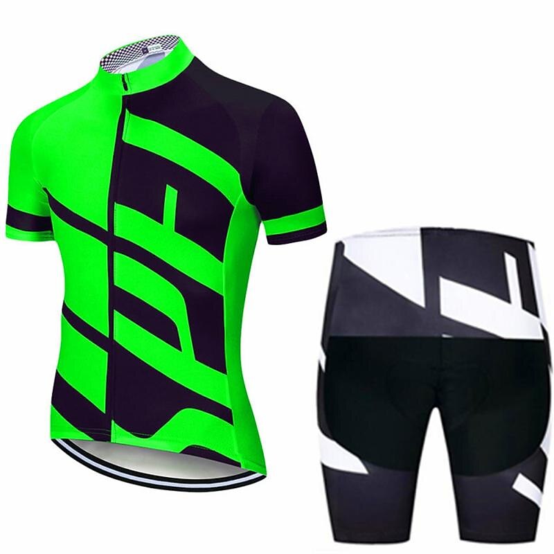Men's Cycling Jersey with Shorts Short Sleeve Mountain Bike MTB Road Bike Cycling White Gray Bike Clothing Suit 3D Pad Breathable Quick Dry Back Pocket Polyester Spandex Sports Letter & Number3