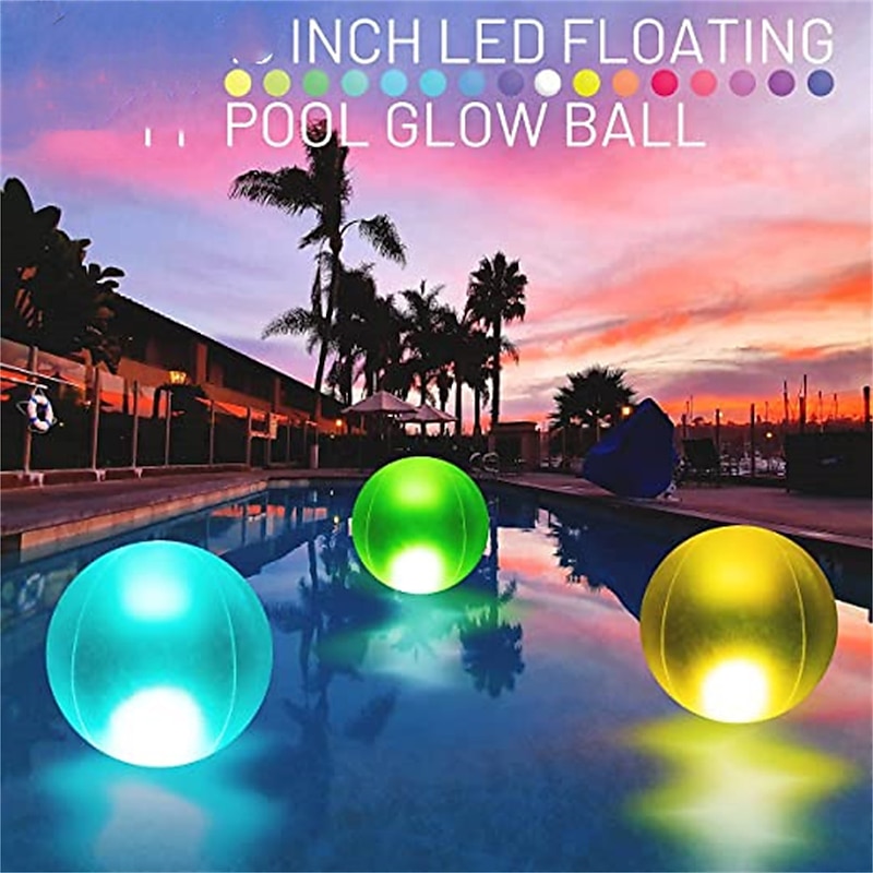 1/2/3pcs PVC 40cm RGB Floating Pool Light 13 Colors Glowing Decorative Beach Ball For Outdoor Swimming Pool Pool Sports Equipment