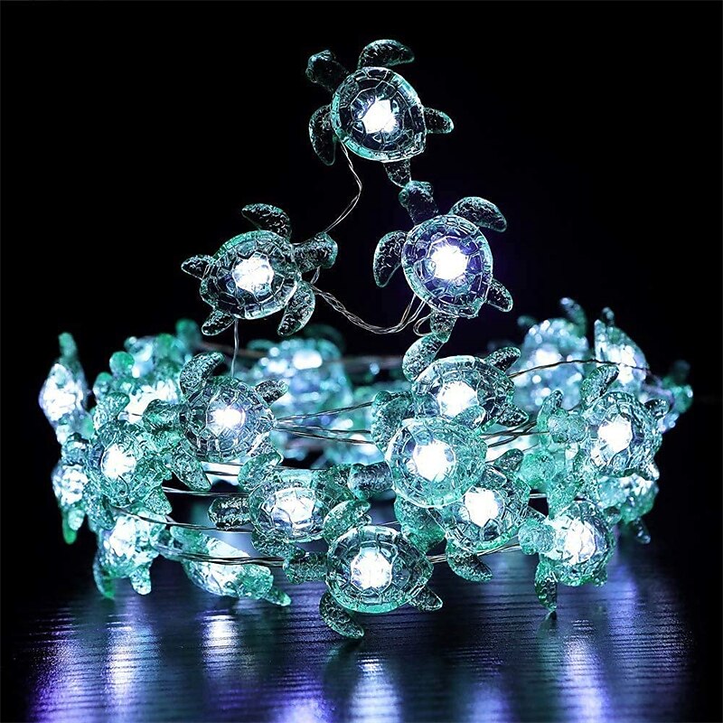 Sea Turtle Decorative String Lights 5.7m 40LEDs USB Plug-in Silver Copper Wire Beach Theme Fairy Lights for Indoor Outdoor Decoration Projects (Cool White Remote Control with Timer)4