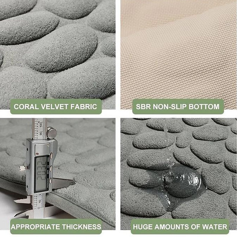 Cobblestone Bath Mat Non-slip Memory Foam Pad, Washable Bath Rugs, Rapid Water Absorbent, Non-Slip, Washable, Thick, Soft And Comfortable Carpet For Shower Room4