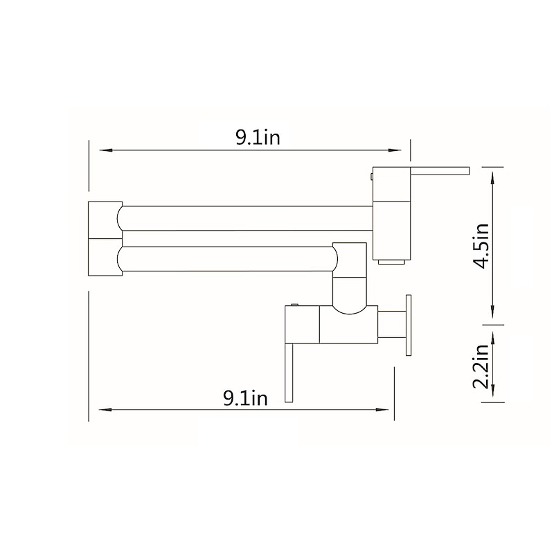 Kitchen Faucet,Wall Mounted Pot Filler Two Handles One Hole Contemporary Kitchen Taps4