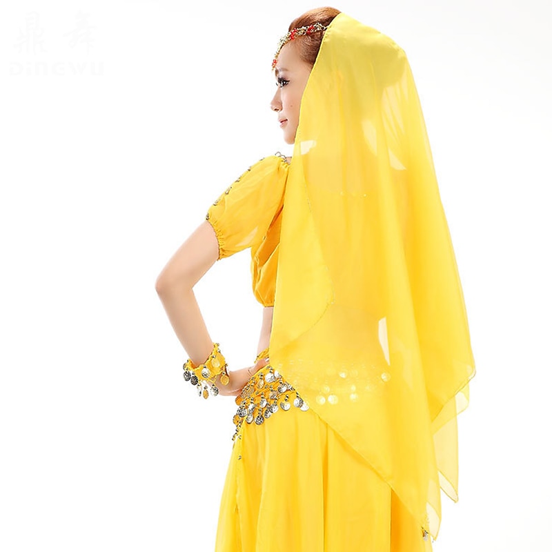 Belly Dance Dance Accessories Headwear Copper Coin Pure Color Splicing Women's Training Performance Tulle Metal