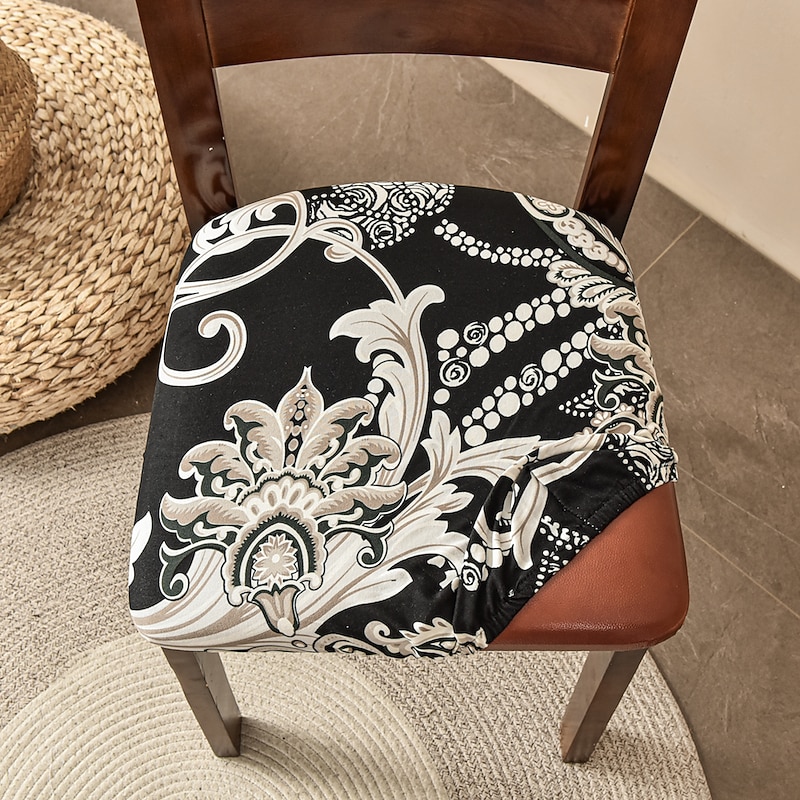 Dining Chair Seat Covers  Stretch Printed Chair Seat Covers Set of 2 Removable Washable Upholstered Chair Seat Protector Cushion Slipcovers for Kitchen Office2