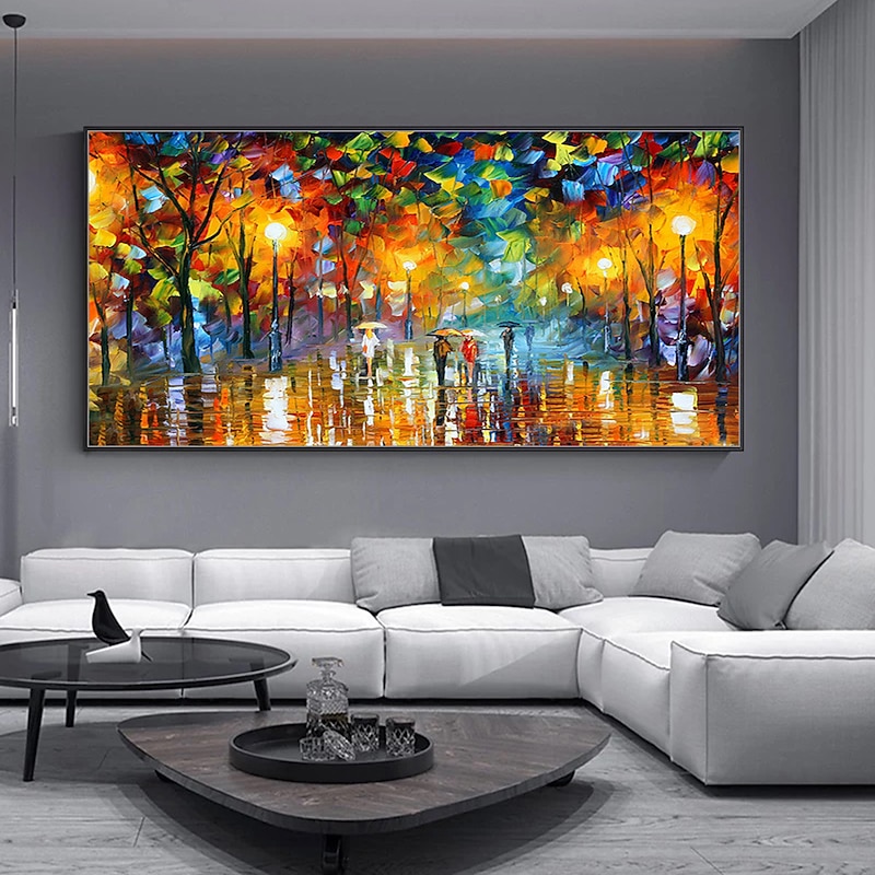 Mintura Handmade Oil Painting On Canvas Wall Art Decoration Modern Abstract City Landscape Picture For Home Decor Rolled Frameless Unstretched Painting4