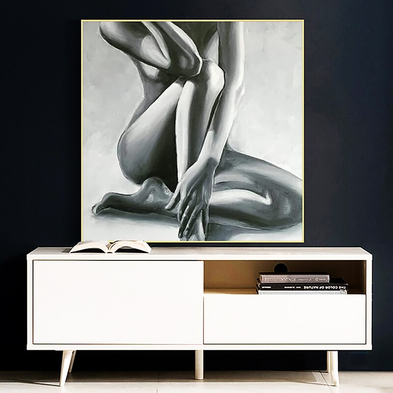 Handmade Oil Painting Canvas Wall Art Decoration Grey Modern Female Nude Human Body for Home Decor Rolled Frameless Unstretched Painting3
