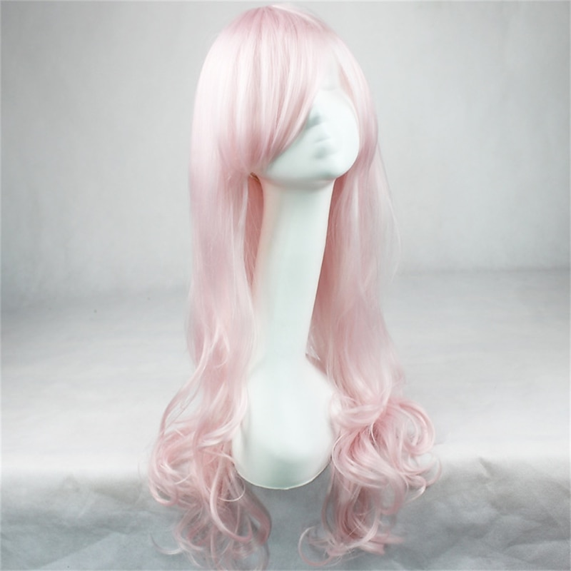 Synthetic Wig Wavy With Bangs Machine Made Wig Long Pink Synthetic Hair Women's Soft Classic Easy to Carry Pink / Daily Wear / Party / Evening Halloween Wigs4