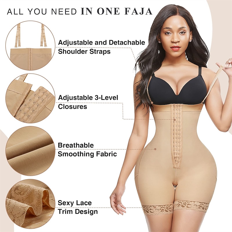 Shapewear for Women Tummy Control Body Shaper Butt Lifter Thigh Slimmer Faja Plus Size with Zipper Crotch4
